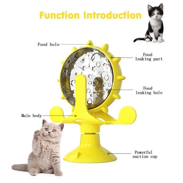 Godbidsdispenser til katte og hunde - Interaktiv foderdispenser til katte (gul)
