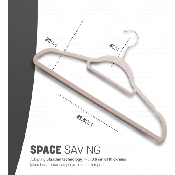 Fløjlsbøjler 20 stk. - Skridsikre tøjhængere med slipsestang og 360° krog - Holdbare og robuste, pladsbesparende garderobesystemer til jakkesæt, jakker og Blush Pink 20 Pack