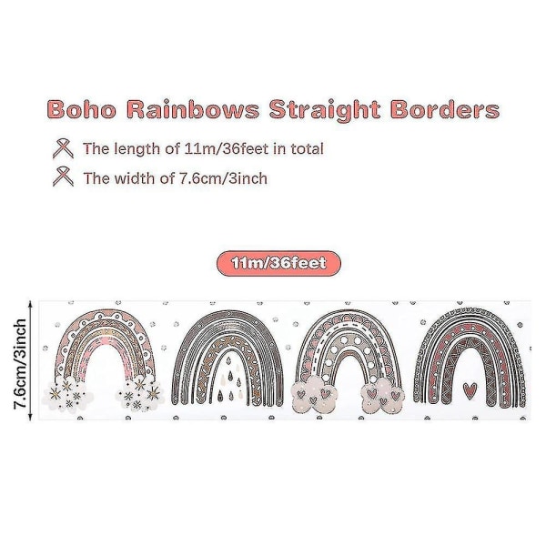 20m Boho Rainbow Bulletin Board Borders Eller Hemskoledekoration