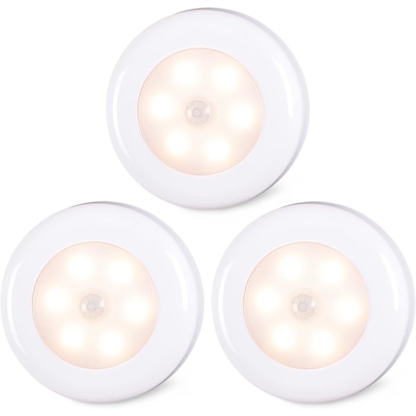 Inomhusbelysning, STAR-SPANGLED High CRI Stick on Puck Lights Batteridriven, Sladdlös LED-lampa för underskåp, skåp, garderob, trappor, Clos White Body, Warm White, 3 Pack 3 Pack