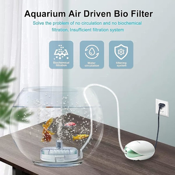 Mini Akvarie Svamp Filter, Intern Akvariefilter Sui til 1-5 Gallon Tank (Ingen Pumpe og Slange Inkluderet) BT302