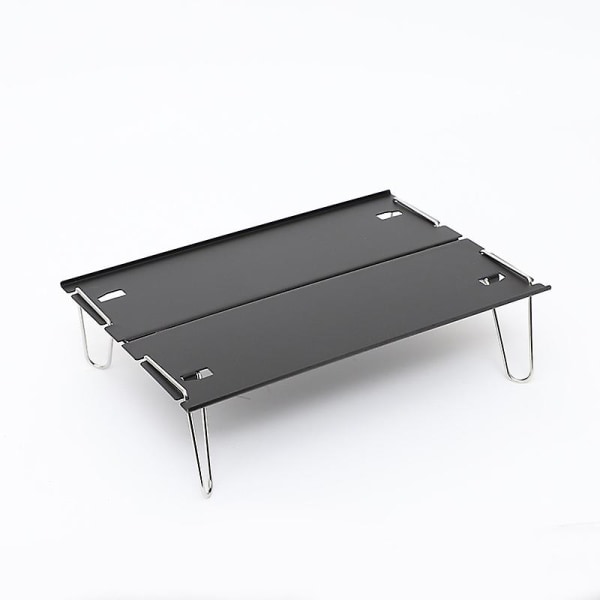 Minikokoontaitettava pöytä kannettava piknikpöytä Ultrakevyt retkeilypöytä alumiininen pöytälevy ruostumattomasta teräksestä teline kalastukseen Camping Picnic (1 kpl, musta)
