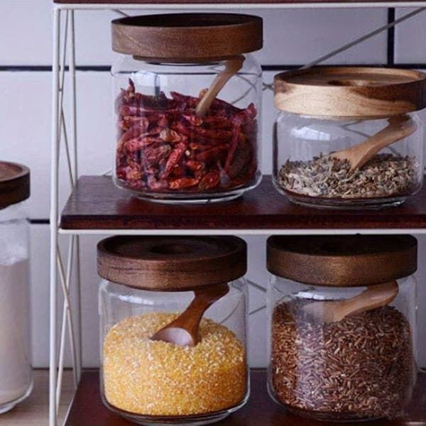 Sæt med 4 mini-træskeer — Ideelle til desserter, krydderier og mere — Design med kort skaft