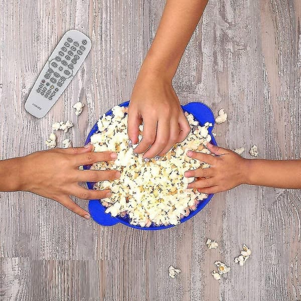 Popcornskål silikon hopfällbar blå