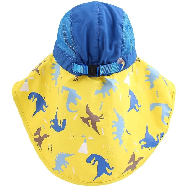 Aurinkohattu lasten niskan suojaamiseen, kalastushattu leveällä reunalla, säädettävä cap Upf 50+, cap ympärysmitta 52-56 cm (tummansininen + keltainen)