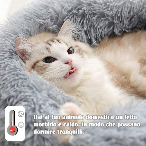 Berigende hundekat donut seng - 15,75 tommer fluffy plys hund hvalp killinger kæle runde seng, varm og blød kæledyr hyggelig anti-angst senge med skridsikker bund a Light Grey 40.00 x 40.00 x 13.00 cm (L x W x H)