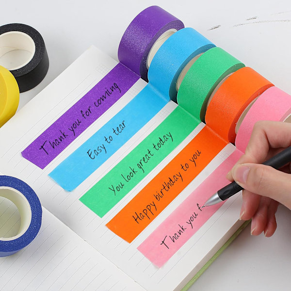 12 väriä teippiä, lasten taidetarvikkeet värillinen teippi, DIY-askarteluteippi, värilliset teipirullat, värilliset maalarinteipit 2,5 cm x 12 m (1 tuuma x 13 jaardia) 2.5cm x 12m (1In x 13Yards)