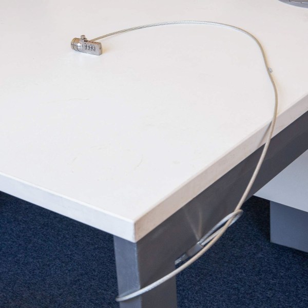 Kombinationskodet bærbar lås - Nøglefrit skærebestandigt kabel - 1 m langt - Sikker kabellås til bærbar computer - ideel til virksomheder, kontor og hjem