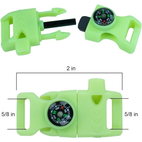 Plastspännen med snabbspänne för nödsituationer och överlevnad – Välj mellan 1/2”, 5/8” eller 3/4” 5/8 Glow in the Dark Utility Single