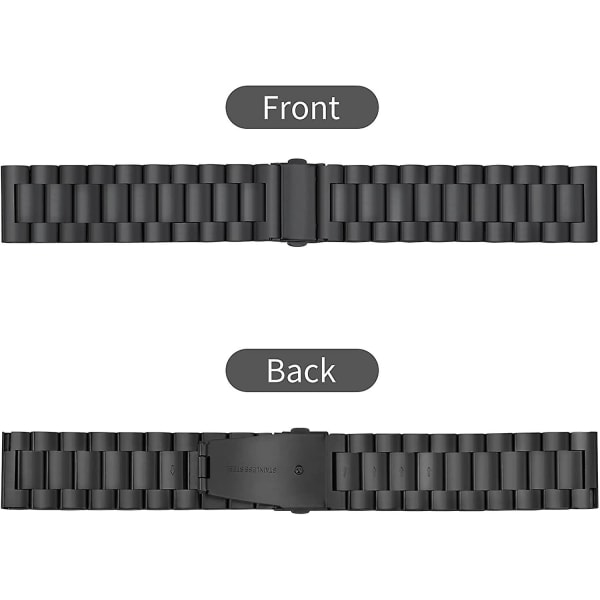 Metal Strap 20mm - Men's And Women's Black Quick Release Replacement Strap - Smartwatch Stainless Steel Strap