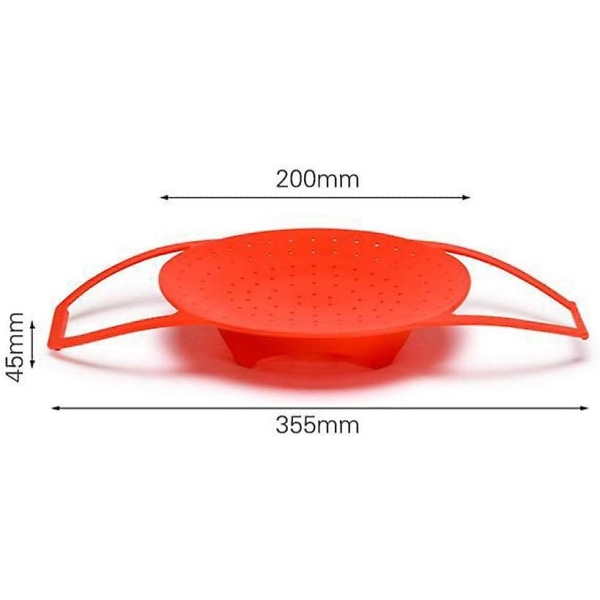 Silikondamperkurv Vegetabilsk sammenleggbar dampkokerinnsats med håndtak Skyllesil for grønnsaksfisk sjømat (1 stk, rød)
