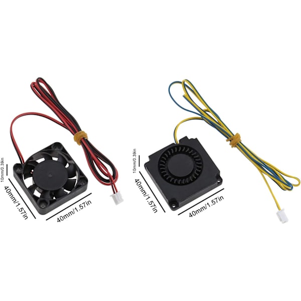 Be In Your Mind 2 st 40x40x10mm 4010 Värmeelementfläktar 12VDC Extruder Hot End Fläkt & Turbo Fläkt Med 2-Pin Kontakt Kompatibel Med Ender 3/Ender 3 Black