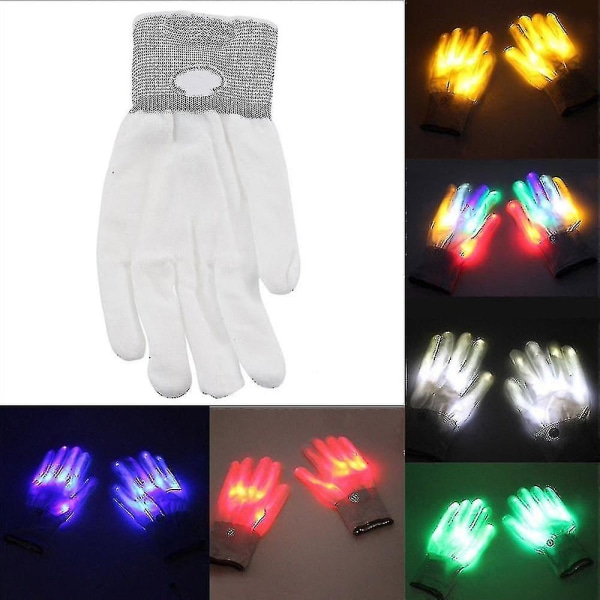 Led fargerike hansker fingerlys fest rave blinkende hanske barn unisex gul