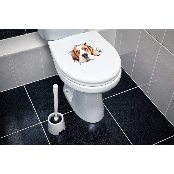 3d katteklistermærker - 2-pak - Håbefulde Beagle-klistermærker til væg - Klistermærker til soveværelse - Køleskab - Toilet - Værelse - Detailpakket
