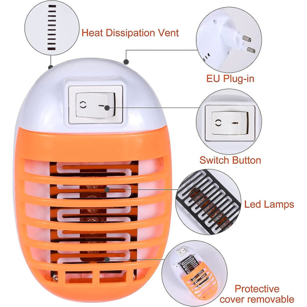 2-pakkaus UV-hyttysten tappaja, UV-sähköhyttysten tappaja, 4w sähköinen hyttysentappaja, sähköinen hyttysentappaja, jossa vikapistoke ja yövalo.