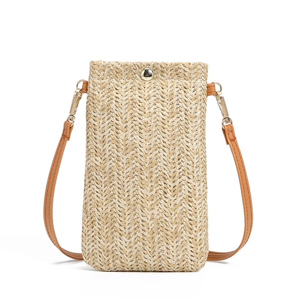 Liten Axelväska, Mobilväska för Kvinnor, Axelväska i Halm, Handväska Vävda Handväska Axelväska Halm Sommar Kvinnor Armor Crossbody Beige
