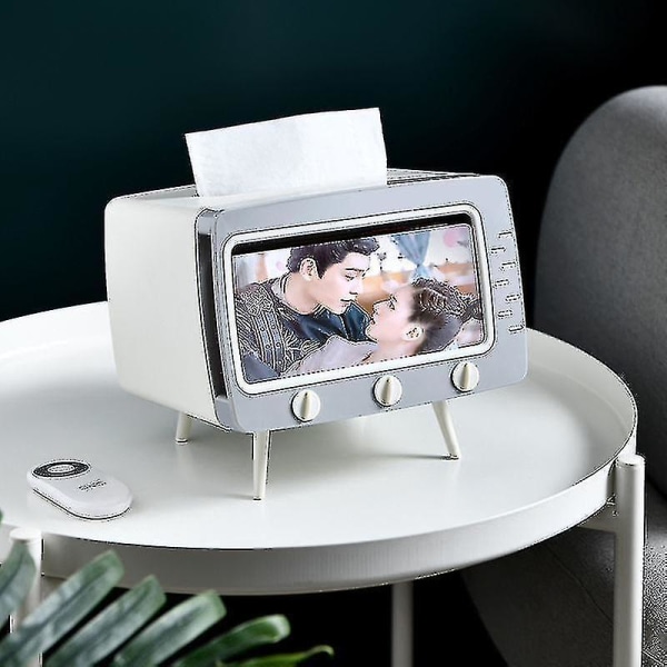 Tv Tissue Box Telefon Holder Stue Hjem Skrivebord Opbevaring Multifunktionel Skuffe