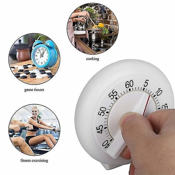 60 Minutter Rund Form Timer Køkken Mekanisk Tæller Alarm