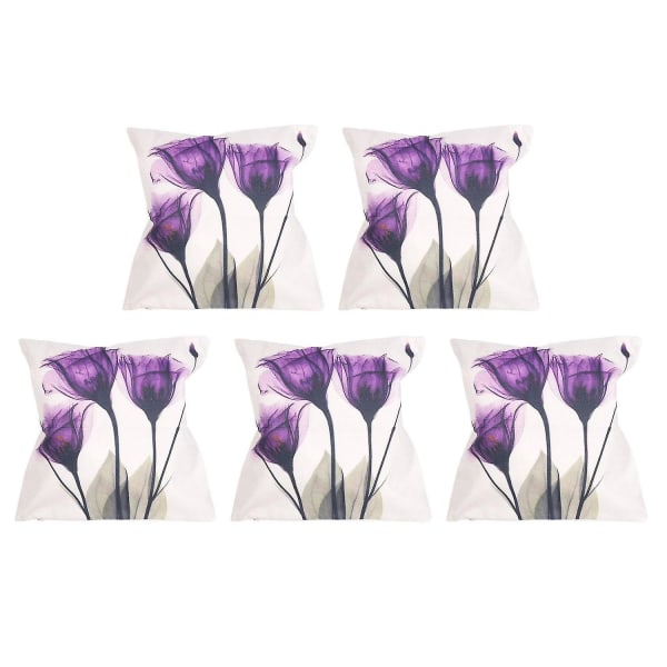 5kpl 45x45cm muste Ing Flower F case vyötärötyynyn cover violetti