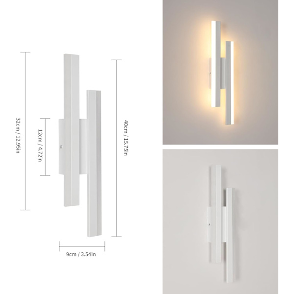 Moderne LED-væglamper, 16W akryl LED-indendørsvæglampe, 3000K varmt hvidt, lang LED-væglampe, væglampe til soveværelse 3000k Warm White  White