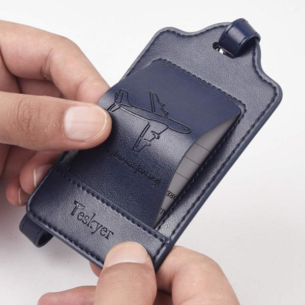 3 kappaleen matkalaukkutagit, PU-nahkaiset matkalaukkutagit matkalaukuille, matkalaukkulipukkeet nimikortin kanssa, huomattavat, kestävät, matkatarvikkeet, sininen Blue 2.7 x 4.2 inch/6.8 x 10.7 cm