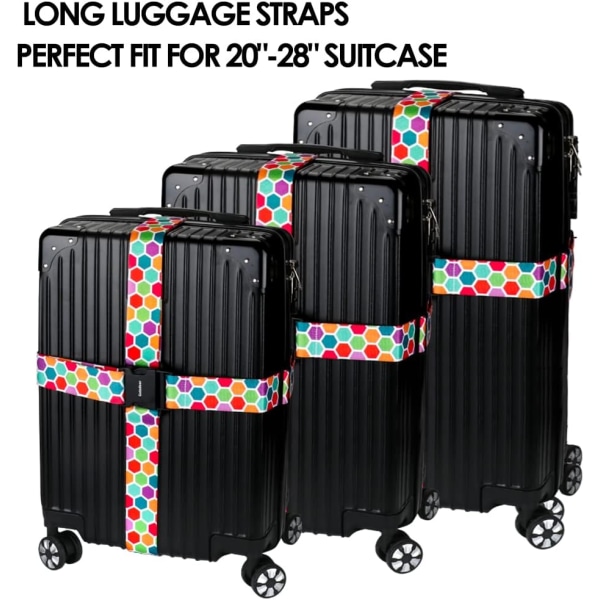 Bagagestropper til kufferter, Tilføj en taske Bagagestropper og bagagemærkesæt, Justerbart bagagebælte Kuffertrem Rejsetasketilbehør 2*long Straps+2*short Strap+2*tags