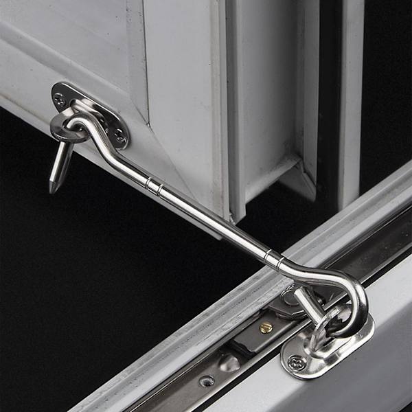 2 x 10 cm sølvfarvede rustfri stål kahyt kroge - dør krog låse - dør krog lås til skydedør, garderobe, skur, garage, have - vindue krog