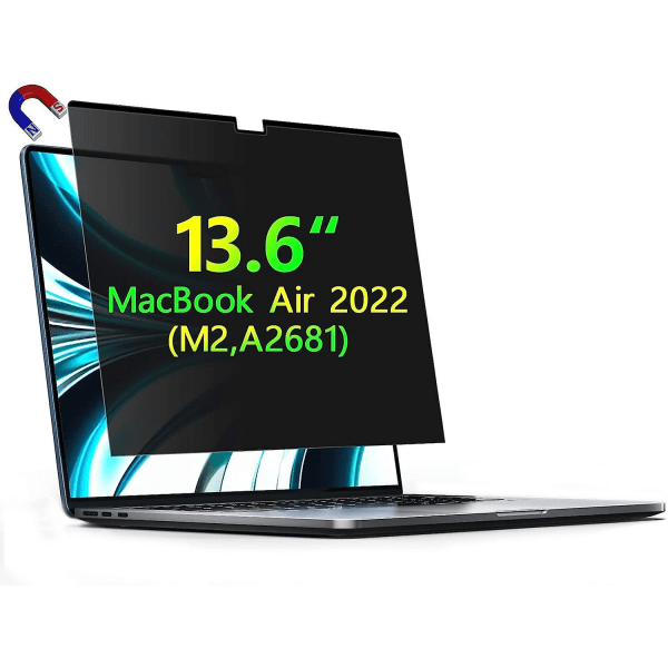 Macbook Air 13,6 tums sekretessskärmskydd, magnetisk sekretessskärm Macbook Air 13,6 tums M2 Chip 2022 modell A2681, avtagbar sekretessskärm för bärbar dator