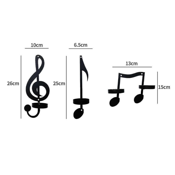 Hjemmeinnredning 4 stk. Vegglampe i svart med musikknoter, Kreative veggdekorasjoner