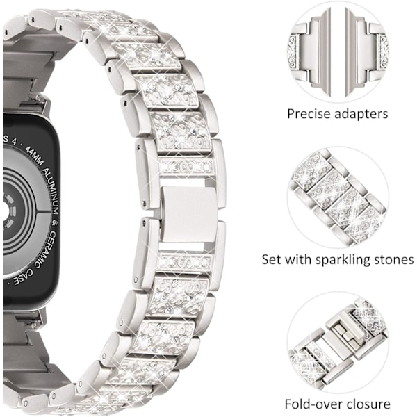 Yhteensopiva Apple Watch -hihnoille 49 mm 45 mm 44 mm 42 mm, naisten bling-timantti- ja strasshihnoille Apple Watch SE:lle (GEN 1 2 3) iWatch-hihnalle Ultra 2/1 Se BlingStarlight(2023) 49mm/45mm/44mm/42mm