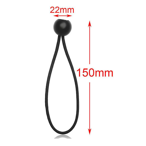 30 Profesjonelle Gummistrikker Med Ball (Svart 150mm) Til Telt, Presenninger, Plakater. Presenningstrammer, Strikkstropp, Presenningsstøtte, Presenninggummi, Gummi