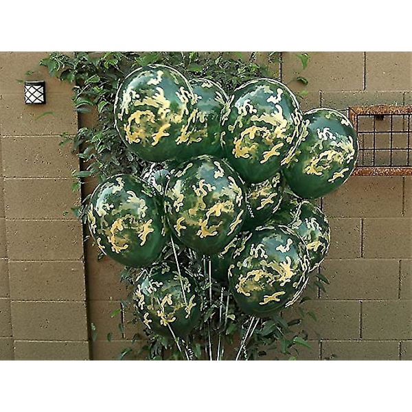 10 stk. Camouflage balloner - Perfekte til udendørs temajagt eller fest
