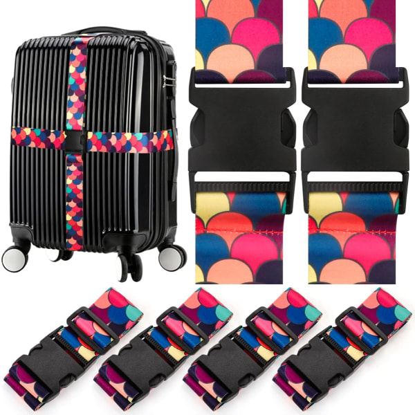 Justerbara bagageremmar TSA-godkända resväskrem, 4-pack 4 PackColorful