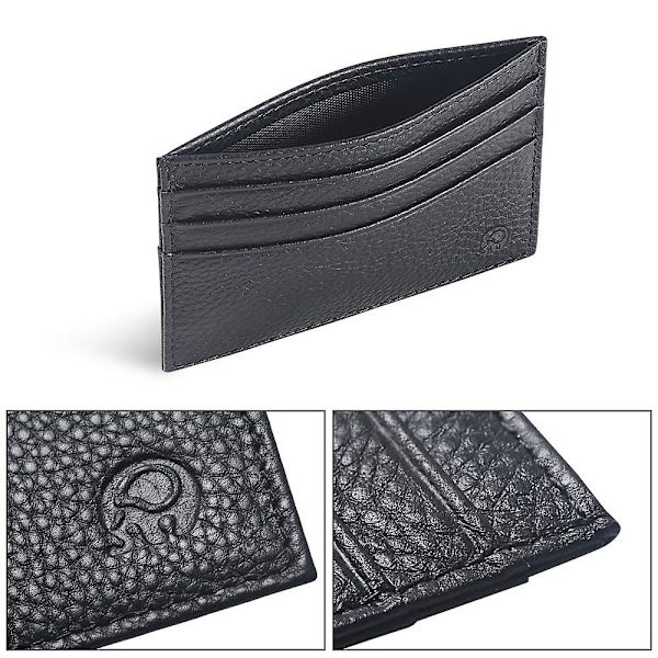 Kreditkortshållare Plånbok, Blocking Läder Ultra Slim Plånbok, Tunn Minimalistisk Kreditkortsfodral Kortbeskyddare, Framficka Plånböcker För Män(1st, Svart