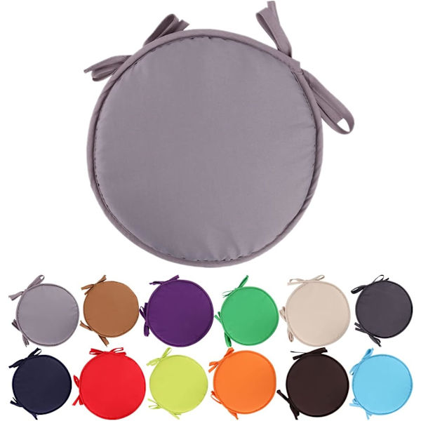 Färgglada inomhus/utomhus stolsdynor runda sittdynor trädgård uteplats hem kuddar - diameter 30cm/38cm, uteplatsmöbler kuddfodral, runda sittdynor Light Grey 30cm