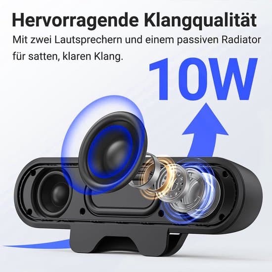 Mini bærbar højttaler / Soundbar 10 Watt USB-interface kompatibel med bærbare computere Sort.