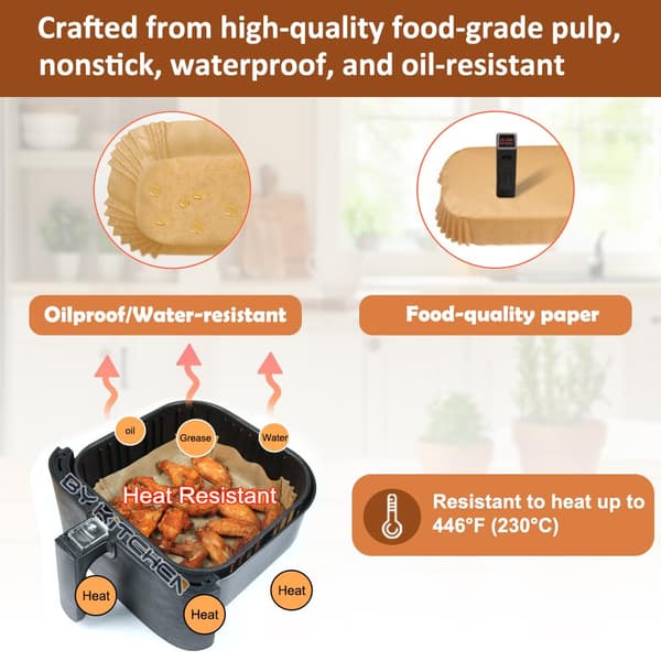 100 stk luftfritøsepapir, 7,9 tommer stort luftfritøsefor, engangs, luftfritøsetilbehør, bakepapir til luftfritøse