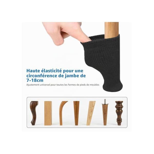 Stolebensbeskytter-sok i elastisk polyester og filt til runde og firkantede møbelben