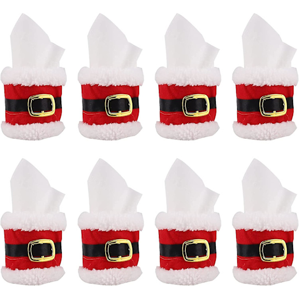 Jul servettringar 8 st, filt servetthållare Santa Bältesspänne Design