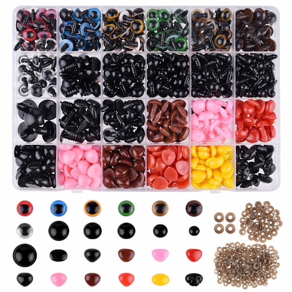 1028 st säkerhetsögon och nosar kit med brickor för virkade leksaker docka plyschdjur hantverk gör olika storlekar (6mm-15mm)