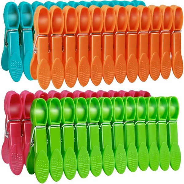 Tvättklämmor, 52 Pack Tvättklämmor för Tvättlinje Tvättklämmor med Hållbar Fjäder, 4 Färger Tvättlinje Klämmor Plast Halksäkra Tvättklämmor, Dura 4 Colors