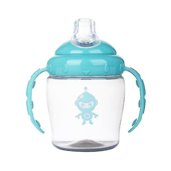 Baby mun Sippy Cup Läcksäker säkerhetsflaska Spädbarnsvatten Mjölkflaska (blå)