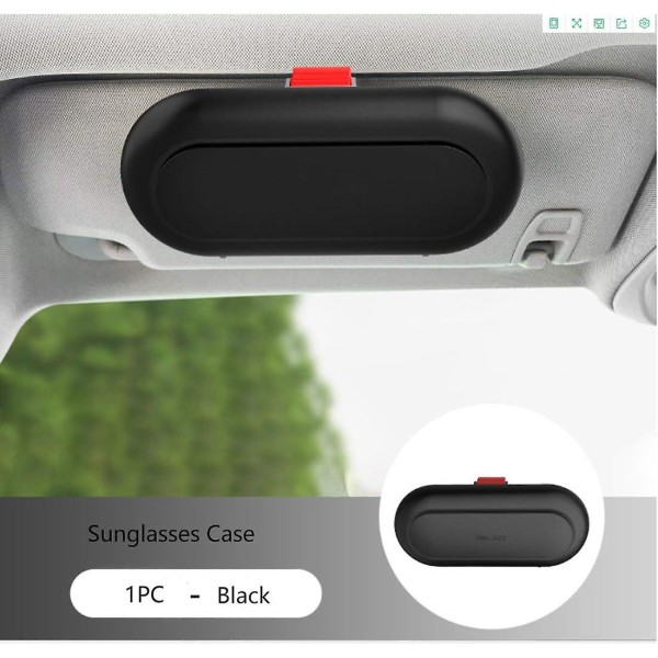 Case, Joustava aurinkolasien pidike, Auton sisäinen monitoiminen aurinkosuojasäilytys, ainetta rikkomaton asennus (musta)