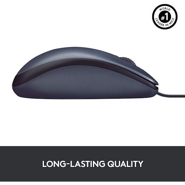 B100 Langallinen USB-hiiri, 3 painiketta, optinen seuranta, ambidextrous PC / Mac / Läppäri - Musta