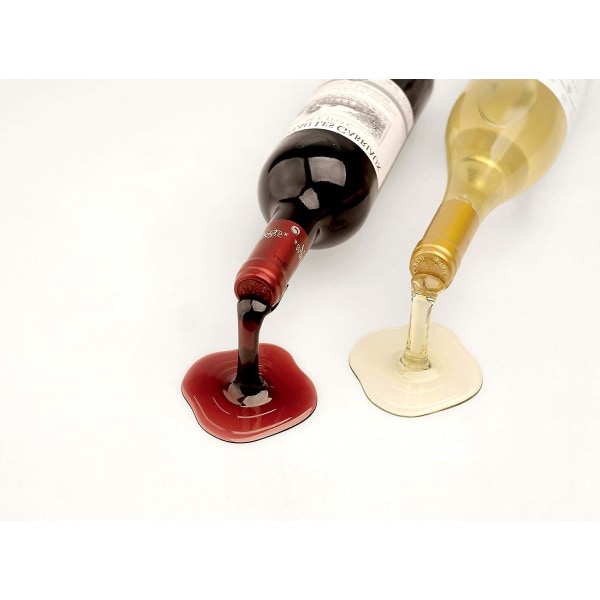 Kaatunut viinipulloteline - hauska ja ainutlaatuinen tapa esitellä suosikkiviiniäsi - punainen ja valkoinen (2 set )