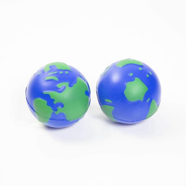 12-pak stressbolde, 2,5 tommer jordklode-tema klemmebolde, stresslindrende klemmebolde mod angst