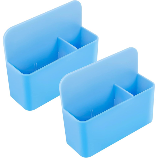 2 st magnetiska pennhållare, blå magnetisk pennhållare organizer montering för whiteboard skåp tillbehör kylskåp skolskåp kontor (12×10×4cm) Blue