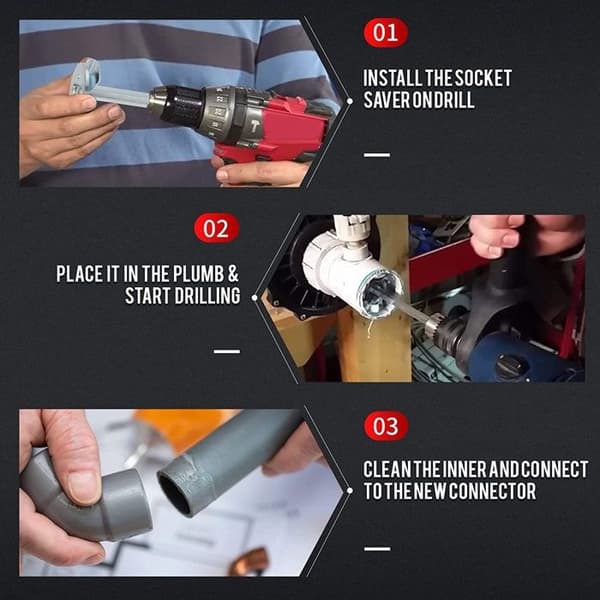 NO Plumbing Fitting Saving Tip 3 tommer PVC-rørfræser, 2 stk., gør-det-selv-fitting