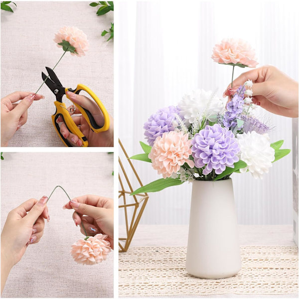 Konstgjorda blommor 20 st falska skum Dahlia blomma med stjälkar, DIY skum Dahlia blomma för bröllopstårta buketter blomsterarrangemang Pink 20pcs