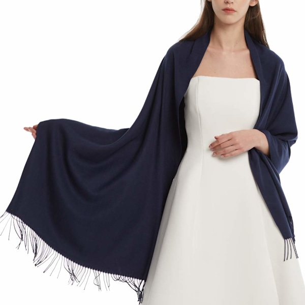 Kvindes Cashmere Sjal Pashmina Shawl og Wraps Stor Sjal til Kvinder UK Vintertæppe Dame Sjal Gaver Royal Blue